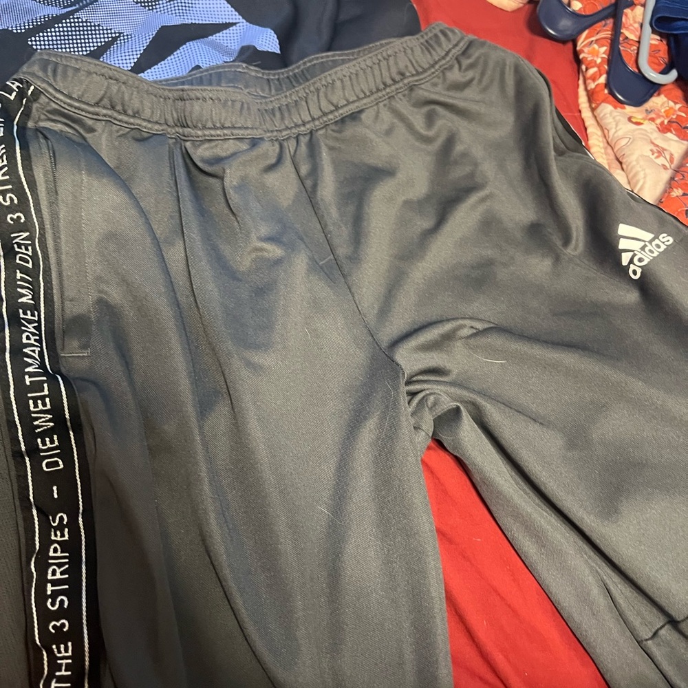 Adidas Gray Sweatpants with Striped Trim